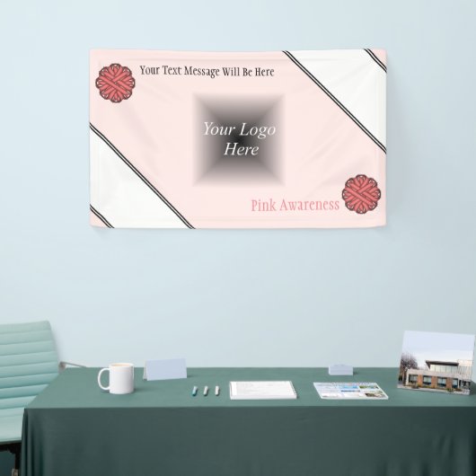Kenneth Yoncichによるピンクの花のリボン 横断幕 (トレードショー)