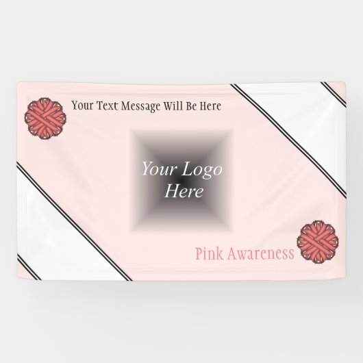 Kenneth Yoncichによるピンクの花のリボン 横断幕 (横)