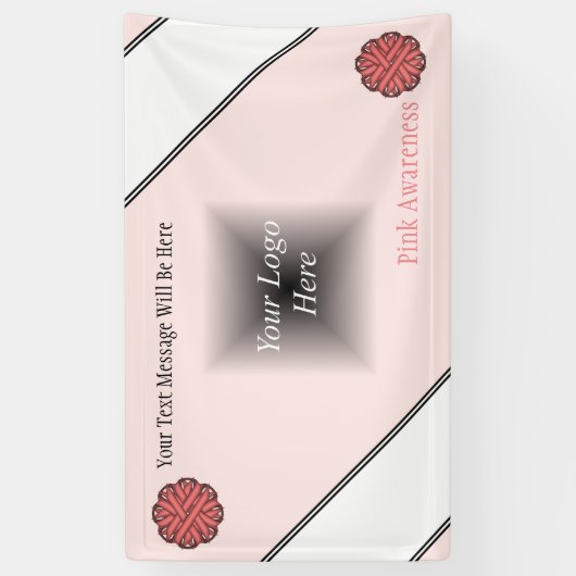 Kenneth Yoncichによるピンクの花のリボン 横断幕 (縦)