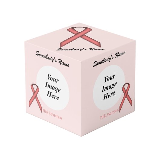 Kenneth Yoncichによるピンクスタンダードリボンテンプレート フォトキューブ (正面アングル)