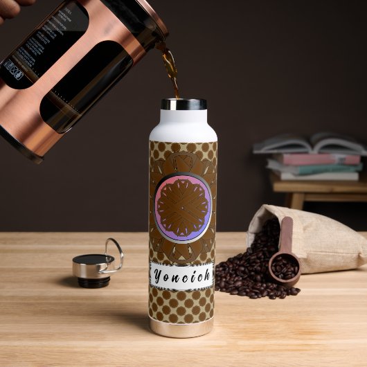 Kenneth Yoncichによるブラウンフラワーリボン ウォーターボトル (コーヒー)