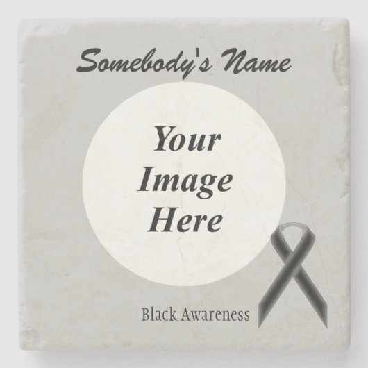 Kenneth Yoncichによるブラックスタンダードリボン ストーンコースター (正面)