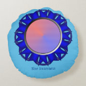 Kenneth Yoncichによるブルーディスクリボン ラウンドクッション (裏面)