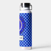 Kenneth Yoncichによるブルーフラワーリボン ウォーターボトル (背面)