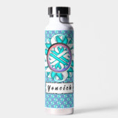 Kenneth Yoncichによるホワイトティール(緑がかった色)フラワーリボン ウォーターボトル (左面)