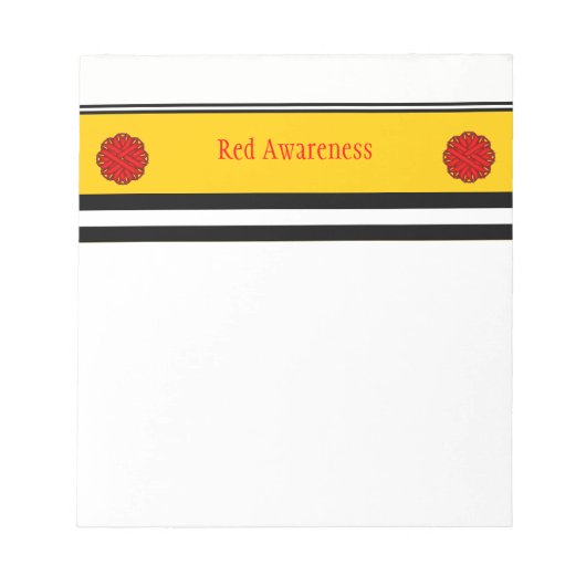 Kenneth Yoncichによるレッドフラワーリボン ノートパッド (正面)