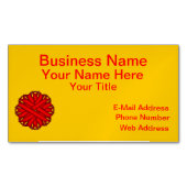 Kenneth Yoncichによるレッドフラワーリボン マグネット名刺 (正面)