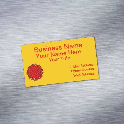 Kenneth Yoncichによるレッドフラワーリボン マグネット名刺 (インサイチュ)