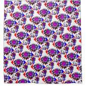 Kenneth Yoncichによる市松模様にフィボナッチ「フィッシュ」 シャワーカーテン (正面)