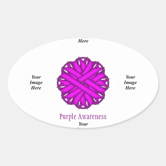 Kenneth Yoncichによる紫色のフラワーリボンテンプレート 楕円形シール (正面)