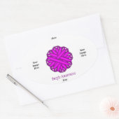 Kenneth Yoncichによる紫色のフラワーリボンテンプレート 楕円形シール (封筒)