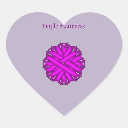 Kenneth Yoncichによる紫色のフラワーリボン ハートシール (正面)