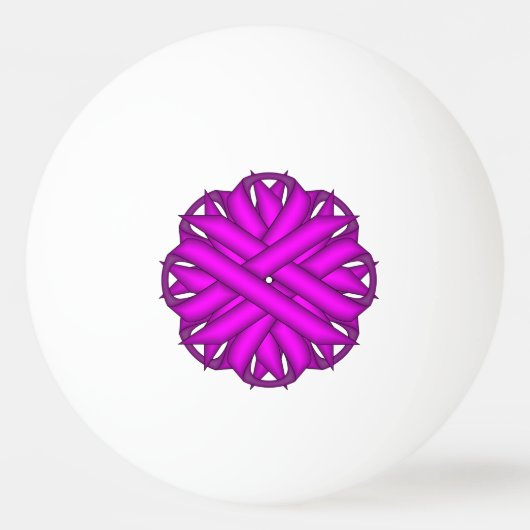 Kenneth Yoncichによる紫色のフラワーリボン 卓球ボール (正面)