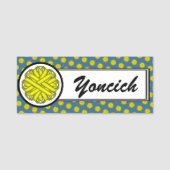 Kenneth Yoncichによる黄色い花柄 名札 (正面)