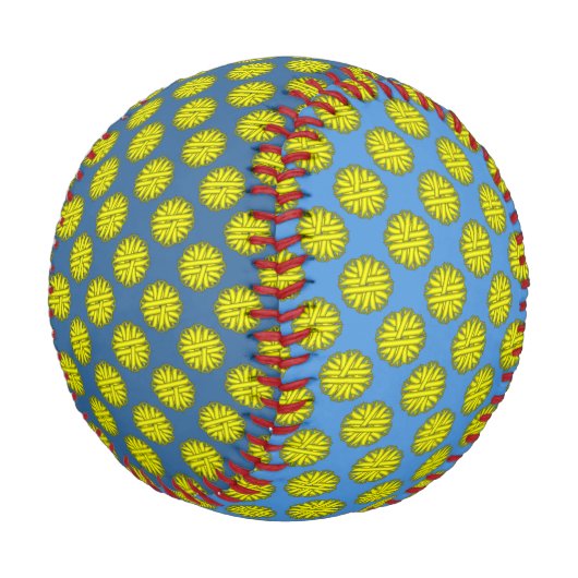 Kenneth Yoncichによる黄色い花柄 野球ボール (アングル)