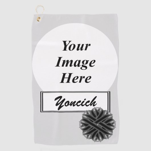 Kenneth Yoncichによる黒い花のリボン ゴルフタオル (正面)