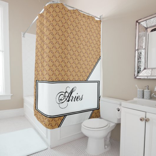 Kenneth YoncichによるAries〔占星術の〕十二宮図シンボル要素 シャワーカーテン (インサイチュ)