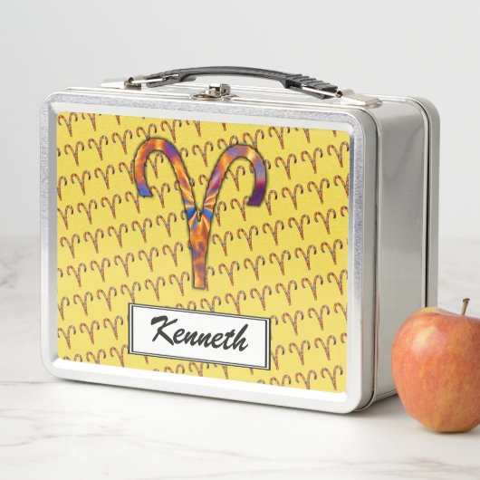 Kenneth YoncichによるAries〔占星術の〕十二宮図シンボル要素 メタルランチボックス (インサイチュ)