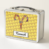 Kenneth YoncichによるAries〔占星術の〕十二宮図シンボル要素 メタルランチボックス (正面)