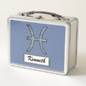 Kenneth YoncichによるPisces〔占星術の〕十二宮図シンボル要素 メタルランチボックス (正面)