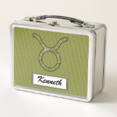 Kenneth YoncichによるTaurus〔占星術の〕十二宮図シンボル要素 メタルランチボックス (正面)