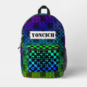 Kenneth Yoncich市松模様にによるツイスト プリントバックパック (正面)