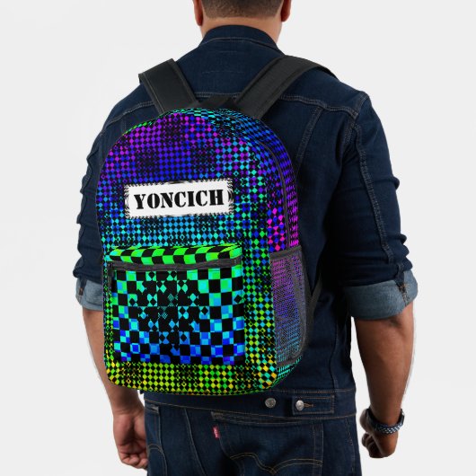 Kenneth Yoncich市松模様にによるツイスト プリントバックパック (インサイチュ (モデル))