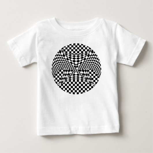 Kenneth Yoncich市松模様にによるツイスト ベビーTシャツ (正面)