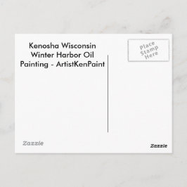 Kenoshaウィスコンシン冬の港湾油絵 ポストカード