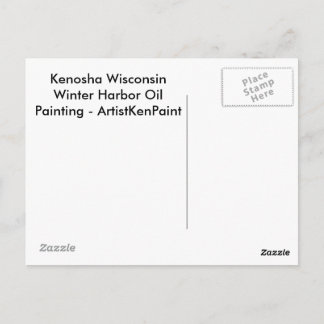 Kenoshaウィスコンシン冬の港湾油絵 ポストカード