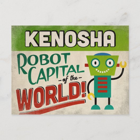 Kenosha Wisconsin Robot - おもしろいヴィンテージ ポストカード (正面)