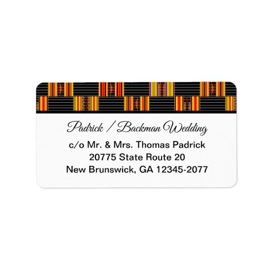Kente カラフル Black Pinstripe K30 RSVPリターン ラベル (正面)