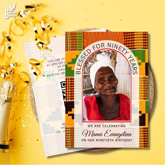 Kente 写真 90歳の誕生日おめでとう 招待状