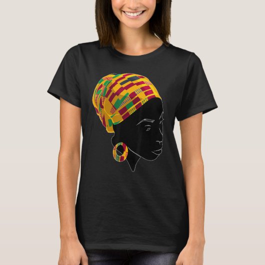 Kente Cloth Head Wrap For African American Women Tシャツ (正面)