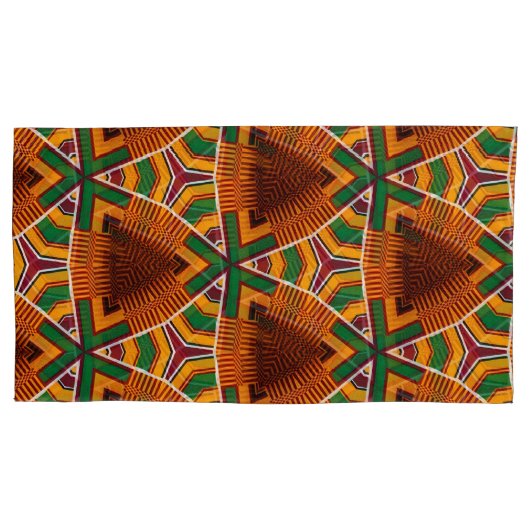 Kente Geometric Kwanza Afrocentricピローケース 枕カバー (正面左)