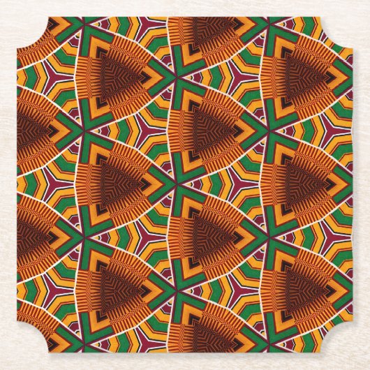 Kente Geometrics Kwanzaa Afrocentric ペーパーコースター (正面)