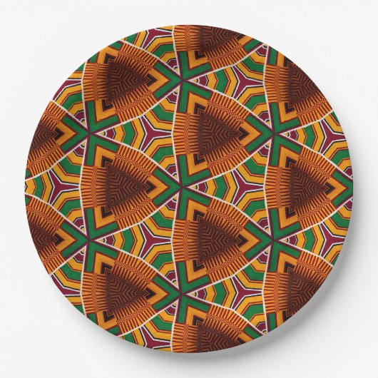 Kente Geometrics Kwanzaa Afrocentric ペーパープレート (正面)