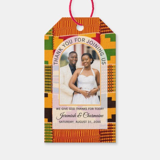 Kente Photo Custom Name WEDDING  ギフトタグ (正面)