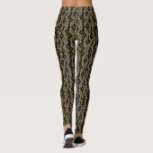 Kente Womens Fashion Black & Gold Leggings レギンス (裏面)