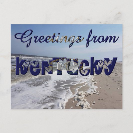 Kentucky州旗ハートズ ポストカード (正面)