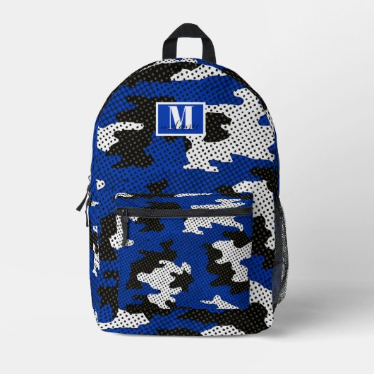 Kentucky Blue White Classic Camo Pattern プリントバックパック (正面)