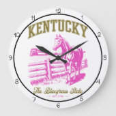 Kentucky Bluegrass State Horse ラージ壁時計 (正面)