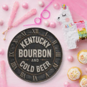 Kentucky Bourbon & Cold Beer Rustic Bar Decor  ペーパープレート (パーティー)