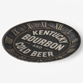 Kentucky Bourbon & Cold Beer Rustic Bar Decor  ペーパープレート (アングル)