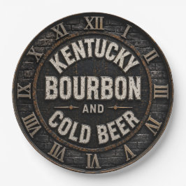 Kentucky Bourbon & Cold Beer Rustic Bar Decor ペーパープレート