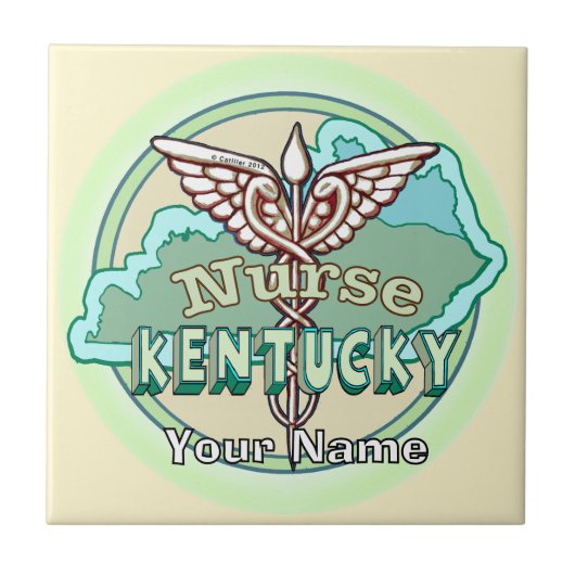 Kentucky Caduceus Nurse Tile タイル (正面)