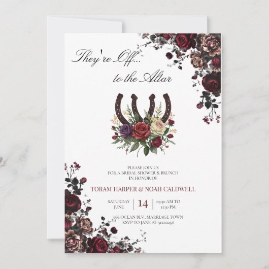 Kentucky Derby Bridal Shower Invitation Floral Hor 招待状 (正面)