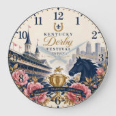 Kentucky Derby Festival Horse Racing Decor ラージ壁時計 (正面)