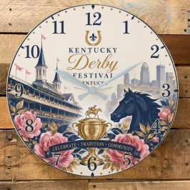 Kentucky Derby Festival Horse Racing Decor ラージ壁時計