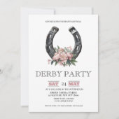 Kentucky Derby Party Invitation Silver Horseshoe P 招待状 (正面)